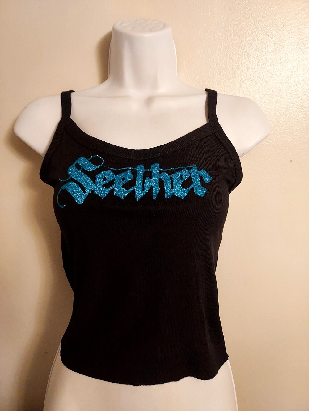 seether Crop top seether Tank top seether the surface seems  shirt teal glitter